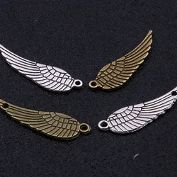 20PCS 14*30mm 2 Styles  Charms Two Color Metal Zinc Alloy Double-faced Wing  Connector Fit DIY Jewelry Animal Makings