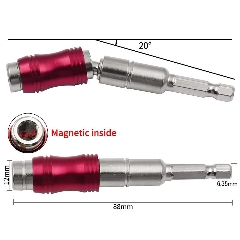 Tornillo magnético pivotante de 1/4 pulgadas, soporte de punta de broca, destornillador, herramienta de carpintería, guía de bloqueo de cambio