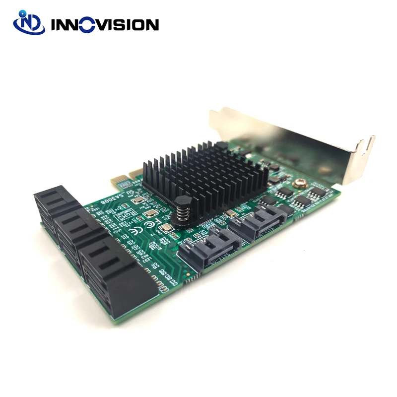 New 8 ports SATA 3.0 to PCIe expansion Card PCIE X1 SATA Adapter Converter with Heat Sink for NAS computer server