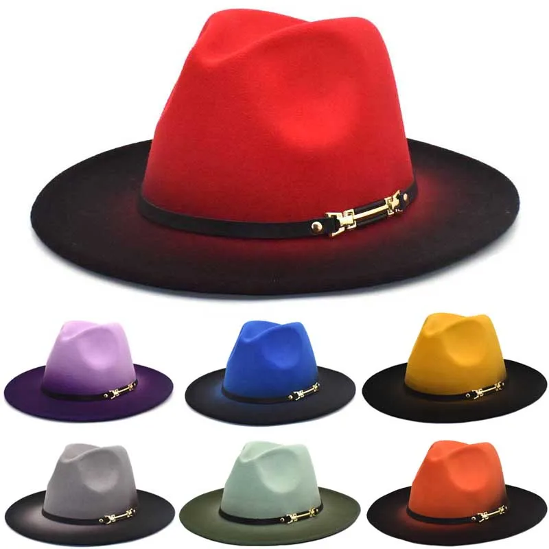 

Winter Autumn Woolen Women Men Ladies Fedoras Top Hat Jazz Caps European American Round Cap Bowler Belt Fedoras Hats Trilby Cap