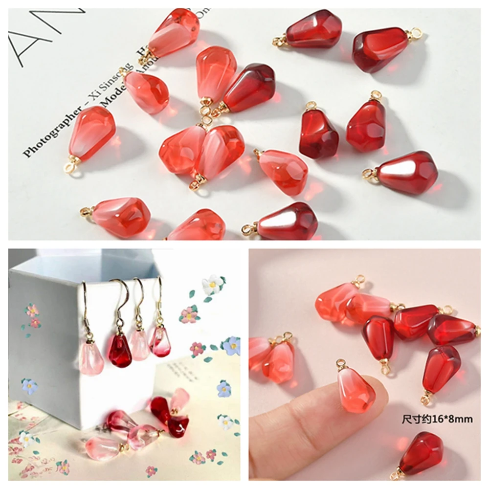 

Acrylic Resin Simulation Fruit Pomegranate Aberdeen Shape Beads Charms 10pcs For DIY Fashion Jewelry Making Finding Accessories