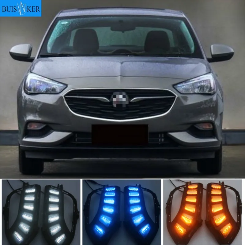 

2pcs LED DRL daytime running light For Buick Excelle 2018 2019 White yellow blue Front Fog Lamp Day Light