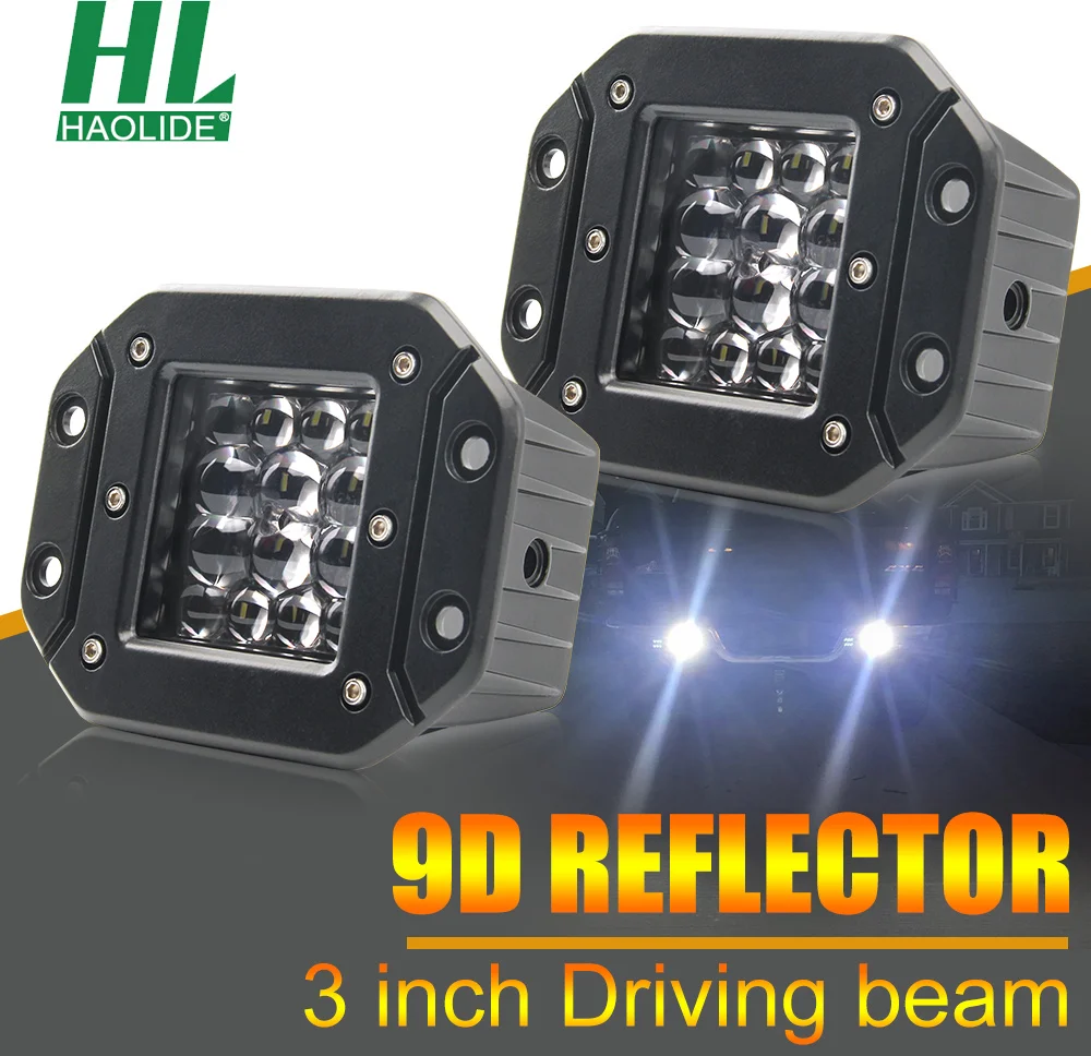 

HAOLIDE 9D 30W Car Led Light Bar 3inch Work Light Flood Led Beams DRL 12V 24V for Lada Tractors Boat 4x4 Truck SUV ATV