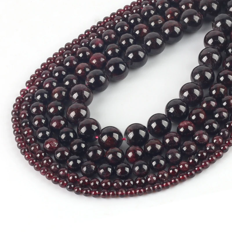 Wholesale Natural Dark Red Garnet Round Loose Stone Jewelry Beads 15.5\