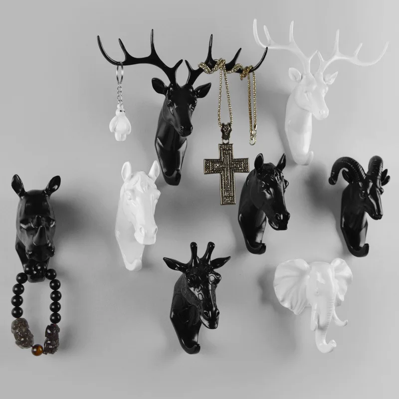 Exquisite Hanger Hook Creative Decoration Animal Deer Head Hook Resin Crafts Creative Home Furnishing Mural Wall Hooks Gift