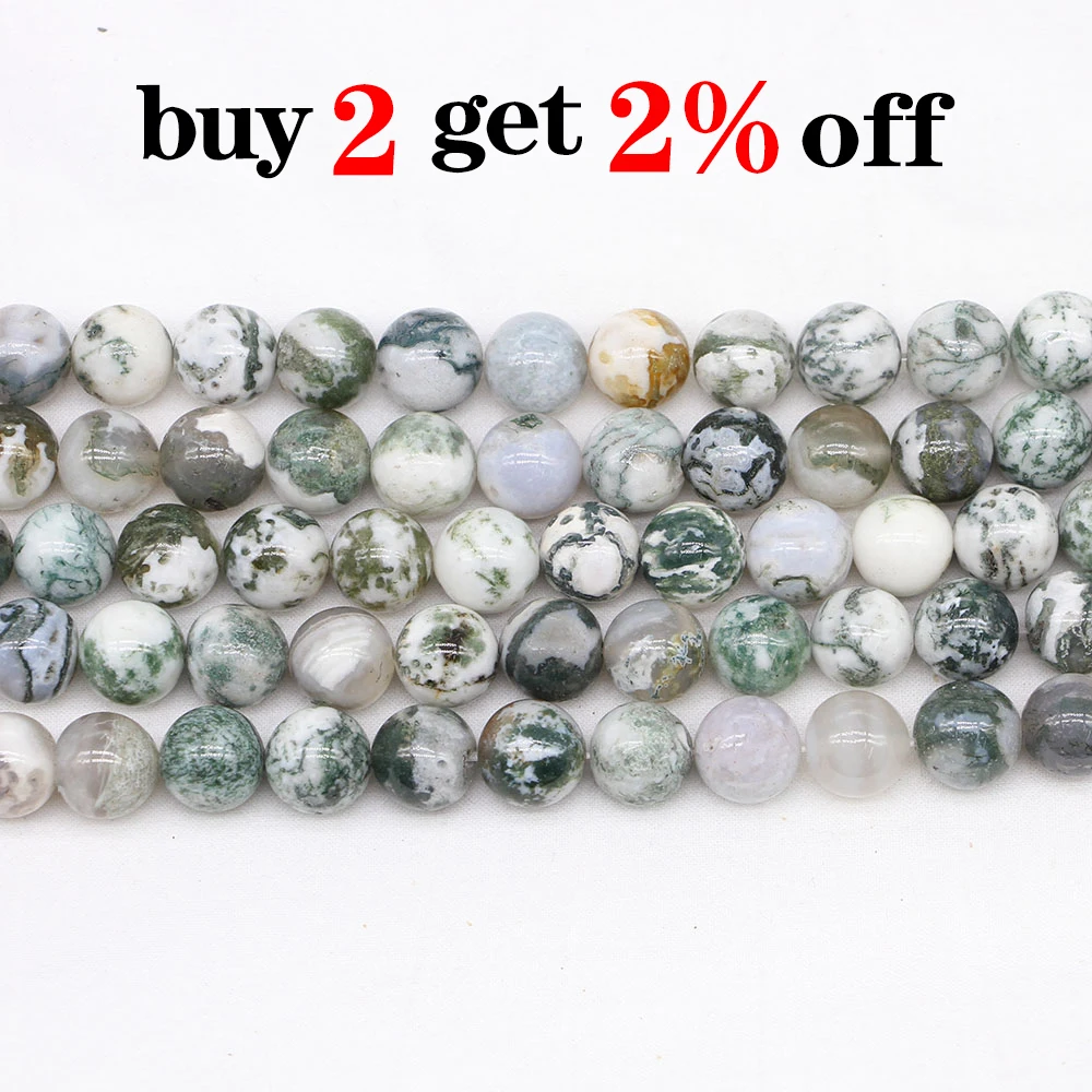 1strand/lot 4/6/8/10/12mm Natural Stone Tree Agates Bead Round Loose Spacer Beads For Jewelry Making Findings DIY Bracelet Beads