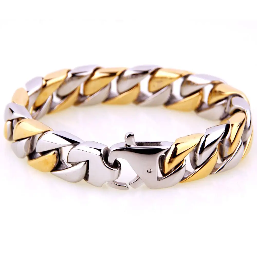 

Heavy Thick Round Curb Cuban Cool Mens Boys Link Chain 316L Stainless Steel Bracelet Bangle 15mm