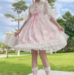 Japanese sweet soft girl high waist princess jsk cute  Lolita Summer Woman Temperament  mini kawaii jsk Lolita cos loli