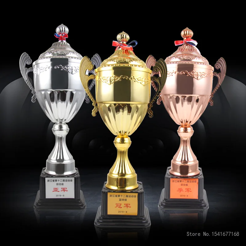 Trofeo in metallo ricoperto commerciale trofei universali tazza Souvenir ricompensa personalizzabile decorazioni per la casa oro, argento, bronzo,