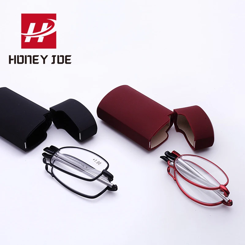 Portable Folding Reading Glasses Rotation Eyeglasses Case Fashion Pocket Presbyopic Vintage Frmae +1.0 1.5 2.0 2.5 3.0 3.5 4.0