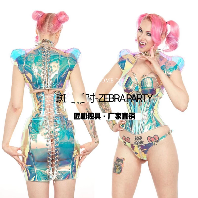 

Halloween cosplay Party nightclub costumes women laser illusion perspective sexy Gogo costumes bar new Ds costume