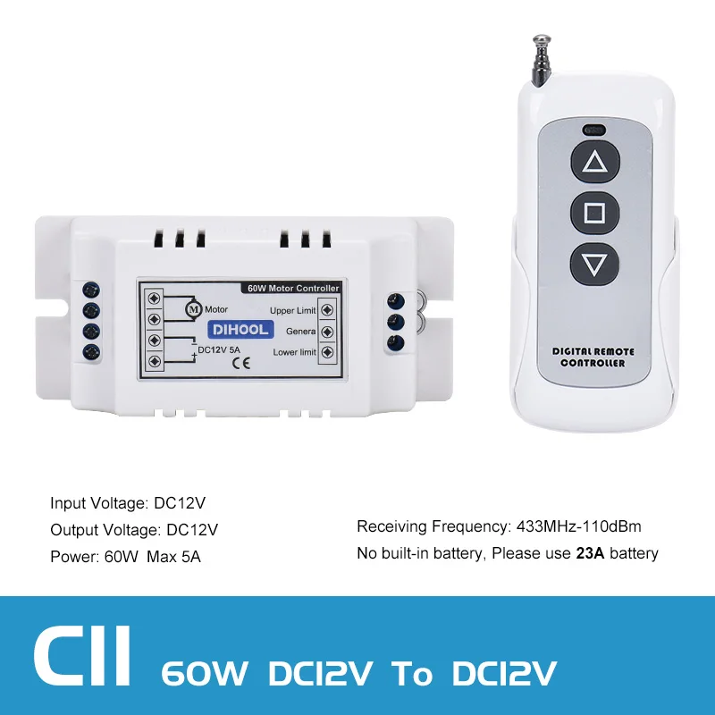 Brush DC 12V 24V Motor Controller Electric Curtain Linear Actuator Lifting Column Forward and Reverse Controller AC110V 220V