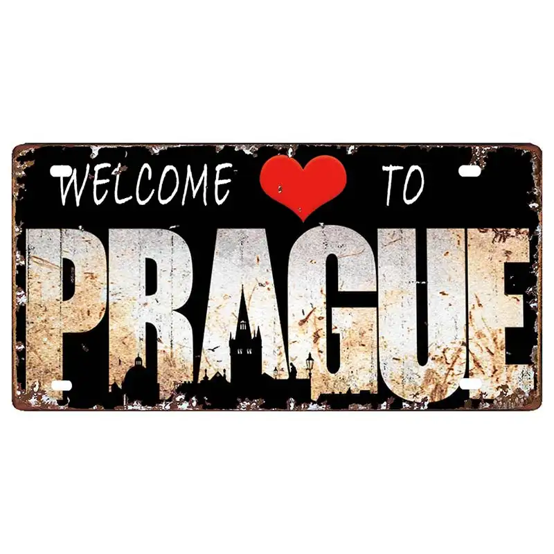 Prague Travel City Car Lisence Vintage Poster Souvenir Metal Sign Retro Plaque For Wall Shop Bar Home Decor 30X15CM  DC-0958A - Image 28