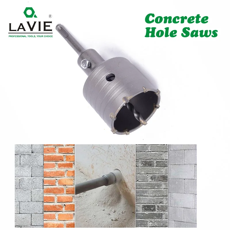 LA VIE 1 set SDS PLUS 65mm foro per calcestruzzo sega elettrica punta per trapano con nucleo cavo gambo 110mm cemento pietra muro condizionatore d'aria lega