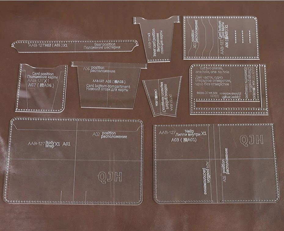 DIY Handgemachte Mode Persönlichkeit Männer Business Brieftasche Kurze Brieftasche Acryl Vorlage Handgemachte Leder Handwerk Tasche Vorlage 10*13,5 cm – Detail 2