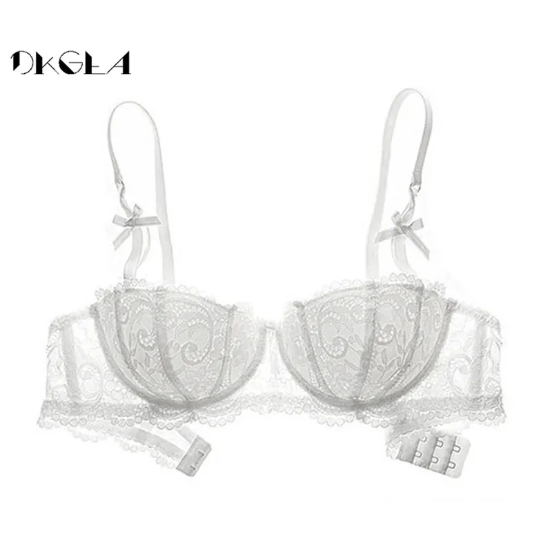 New Half Cup Bra Push Up White Women Lingerie Embroidery Brassiere Thin Cotton Comfortable Sexy Underwear Lace Bras A B C D Cup