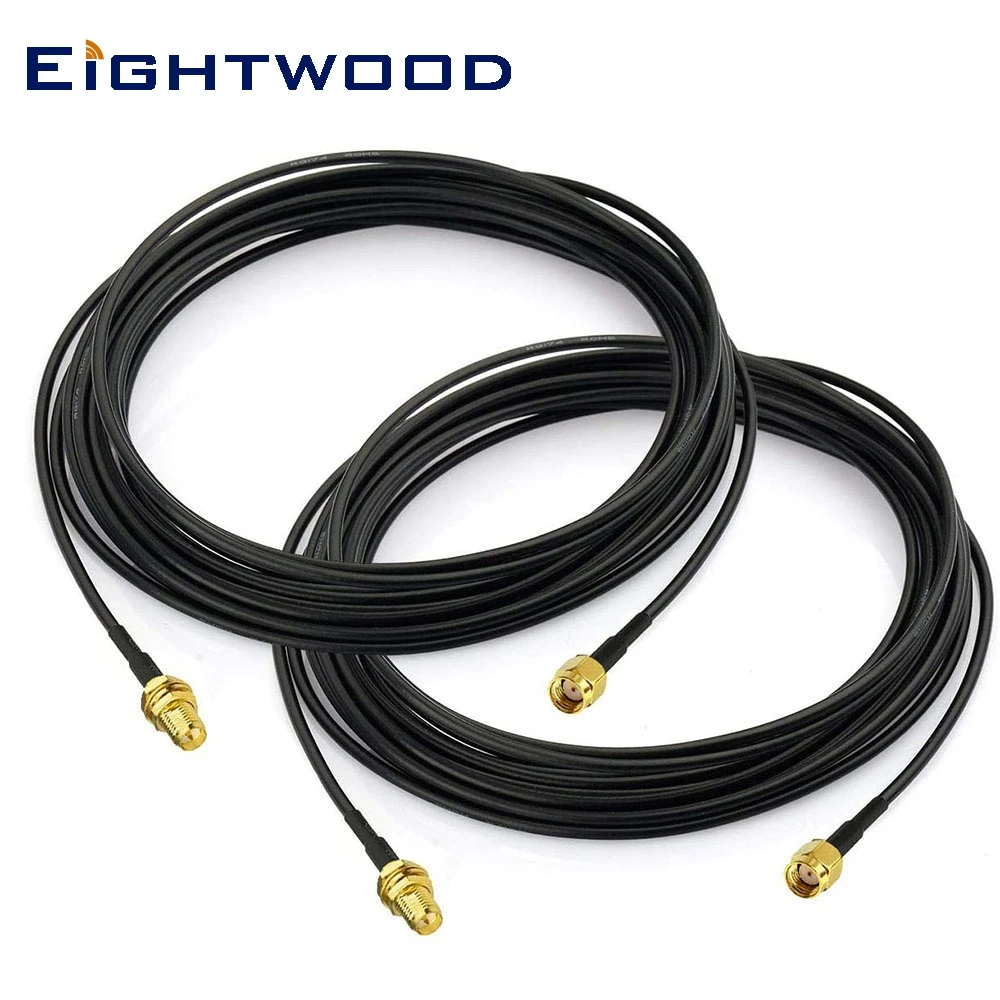 

Eightwood WiFi Antenna Extension Cable RP-SMA Male to Female RG174 Coaxial 500cm for Wireless Router Wlan PCI Card 2-Pack