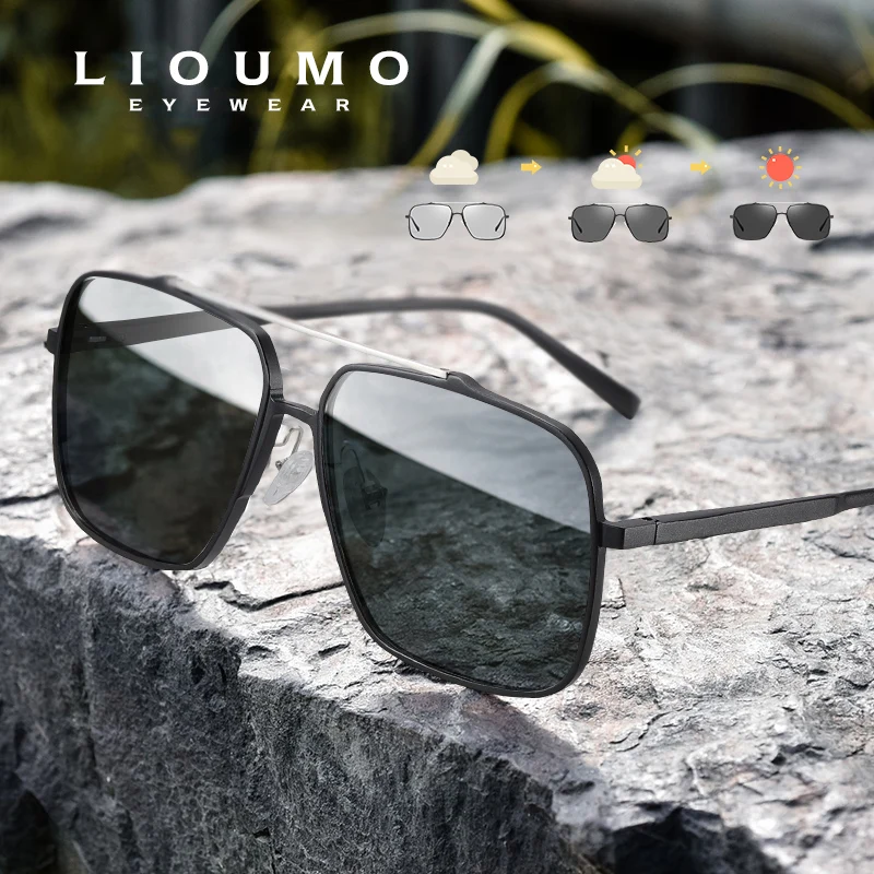 Top Quality Aviation Photochromic Men's Sunglasses Polarized Square UV Protect Men Driving Sun Glasses oculos de sol masculino