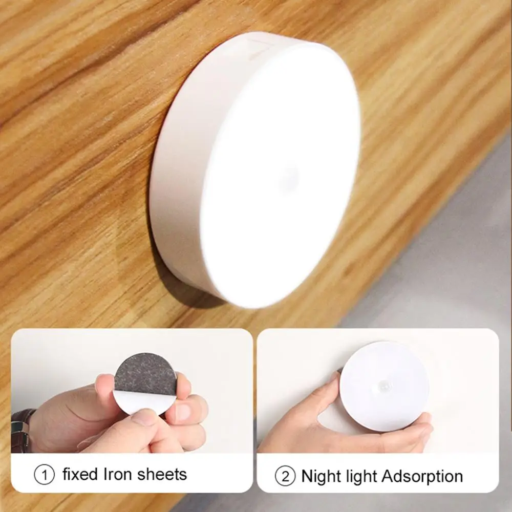 Wireless Motion Sensor Light Led Night Lights Round 6LED Detector Wall Decorative Lamp Staircase Closet Room Aisle Lighting