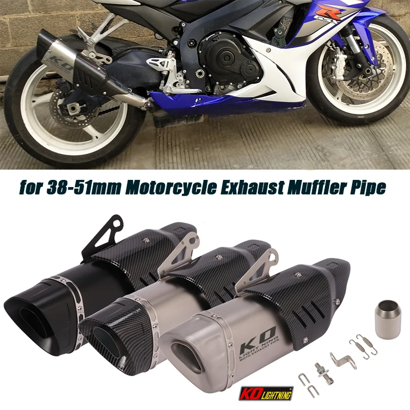 

450MM Motorcycle Exhaust Vent Tip Tubes Removable DB Killer Stainless Steel Silencer System Silp On For 38-51mm Muffler Pipe