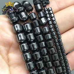 Natural Black Hematite Stone Column Beads Cylinder Loose Spacer Beads For DIY Jewelry Making Bracelet 15'' 3*3mm/6*5mm/8*7mm