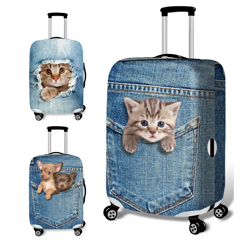 New Style 3D Cat/Dog Luggage Protective Cover Travel Suitcase Cover Elastic Dust Cases For 18 to 32 Inches Travel Accessories