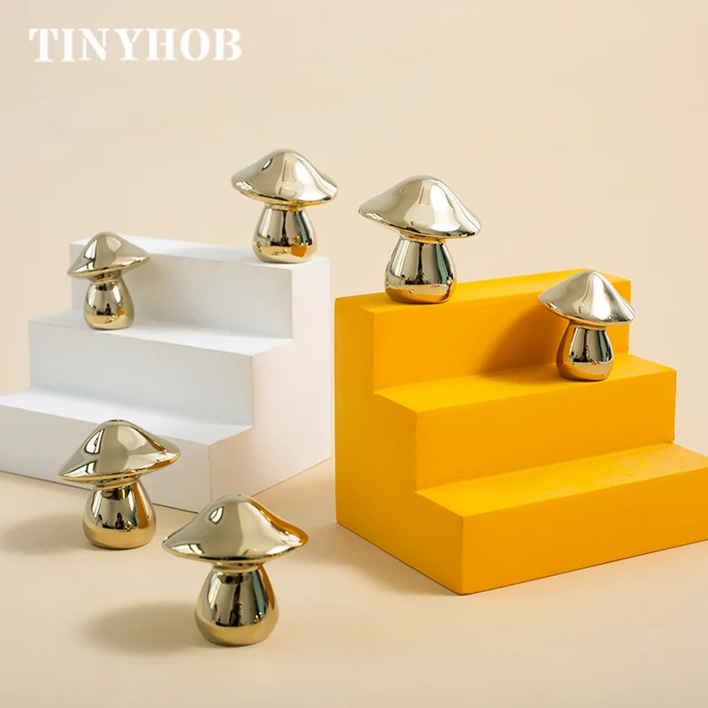 Mushroom shape/PVD Gold  Brass Furniture Handles Door Knobs and Handles for Cabinet Kitchen Cupboard Drawer Pulls Home Decor