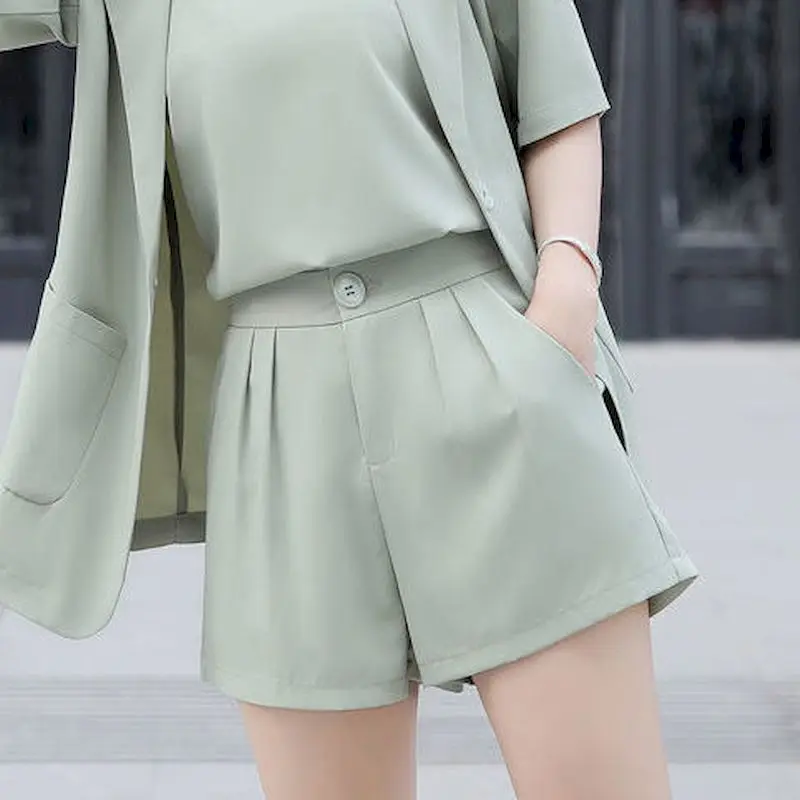 2024 Summer Women's Jacket Three-piece Suits Drape Chiffon Suit Shorts Professional Suits Designer Short Sets For Women Office