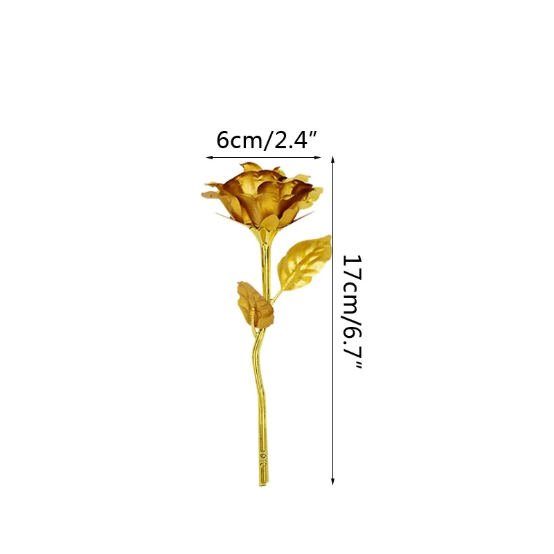 1 Stück Gold Rose Blume Folie Überzogene Kunststoff Künstliche Rosen Valentinstag Geschenk Schönheit Goldene Blumen für Zuhause Hochzeit Dekoration – Detail 5
