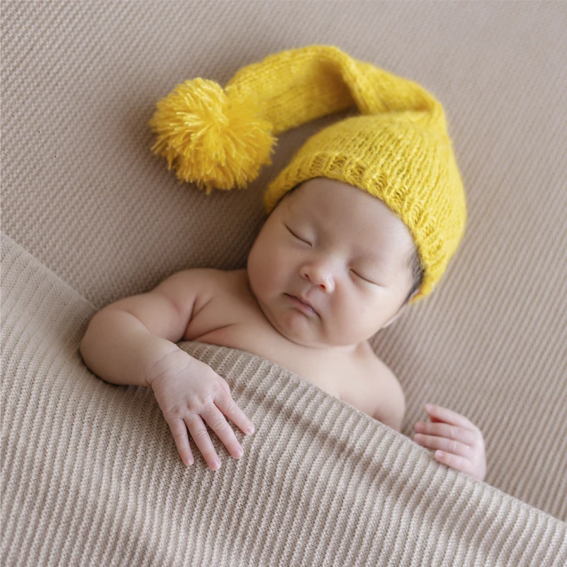 Soft Newborn Knitted Mohair Bonnet Newborn Baby Sleepy Hat For Photo Shoot Baby Fluffy Hat Prop