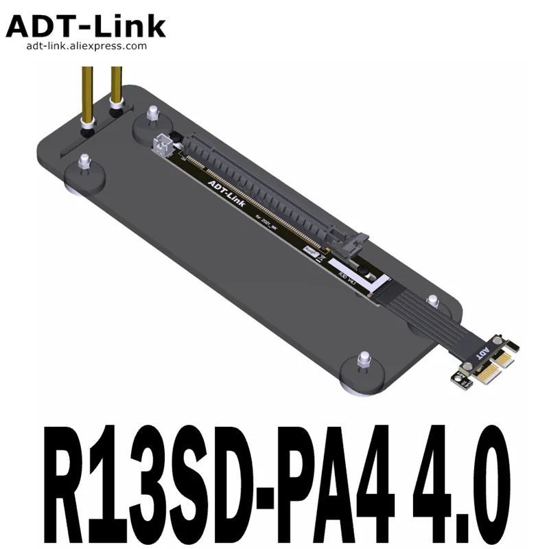 

PCIe 4.0 x1 to x16 Extension Cable 90Degree Right Angle 16G/bps PCI Express 1x Riser Card Ribbon Extender with Holder