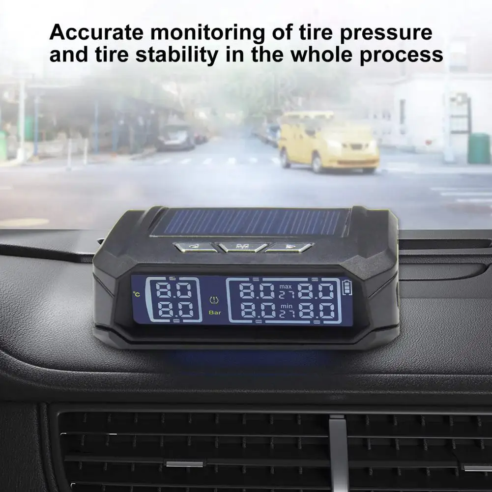 

Tire Pressure Sensor Monitor LCD Screen Wireless Sensitive 8/12/15 Bar Solar Power Digital Monitoring System Sensors for RV