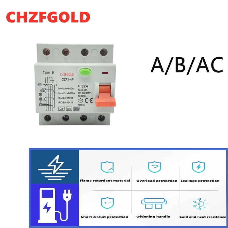 

CHZFGOLD CZK6 RCCB 2P 16A 25A 32A 40A 63A 80A 100AResidual Current Circuit BreakerAC Hot Sale ELCB RCD 10mA 30mA 100mA 300mA