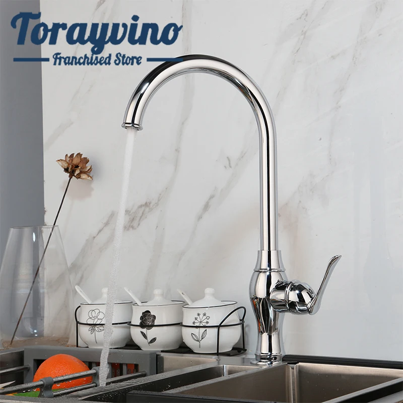 

Torayvino kitchen faucet ceramic Swivel 360 Brass sink taps griferia de cocina Chrome Tap Spout Vessel Basin Deck Mount Faucets