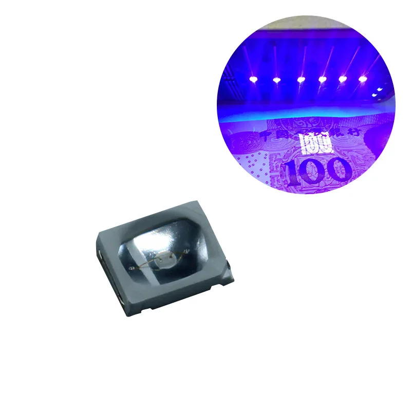 Manufacturer supply UV 2835 violet LED lamp cup convex lens projecting bead 395-400NM cup 60 degrees chip SMD led lamp beads