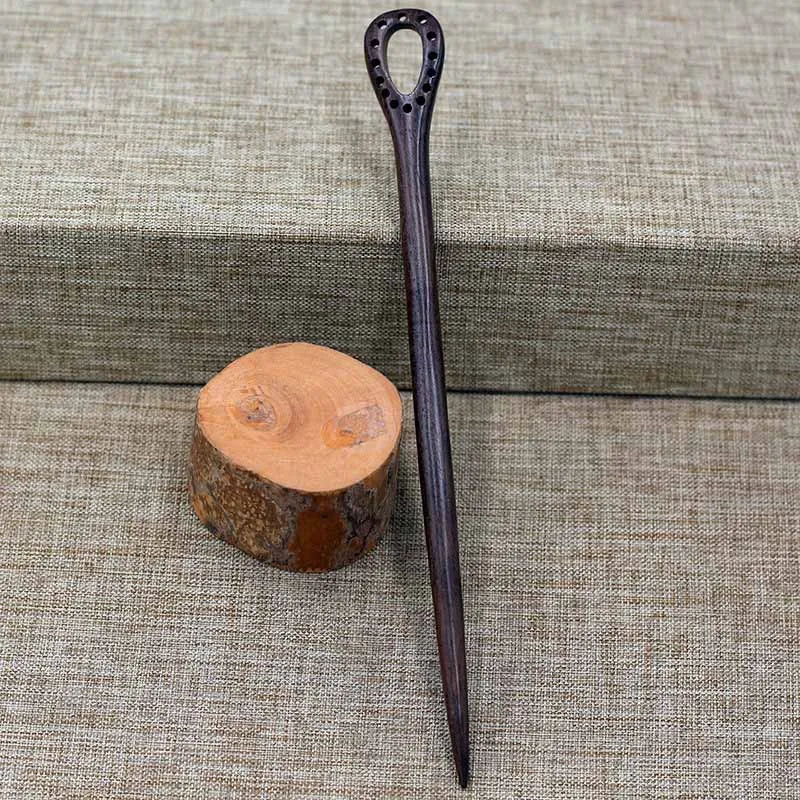 Ancient Chinese Style Simple Wooden Hair Fork Black Sandalwood Hairpins Clips Hair Sticks for Women Girls Hair Ornaments