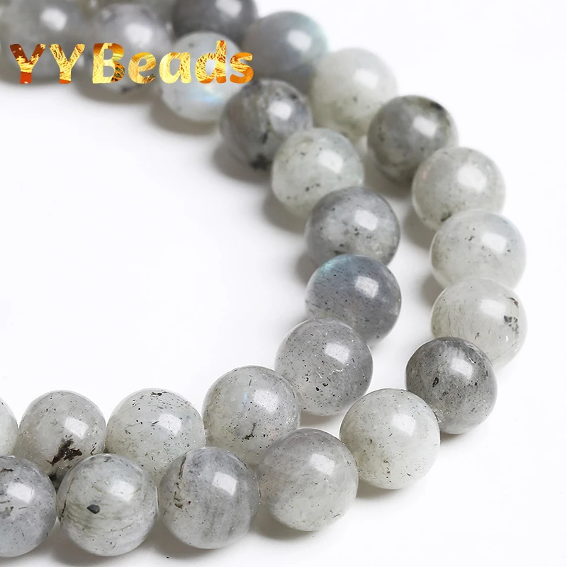 Natural Gray Labradorite Larvikite Stone Beads Round Loose Beads For Jewelry Making DIY Accessories 15\'\' Strand 4/6/8/10/12mm