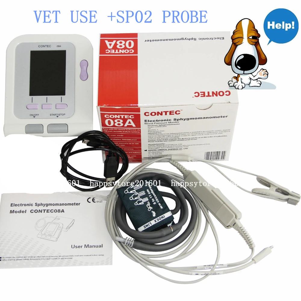 

CONTEC 08A-VET Digital Blood Pressure Monitor,Veterinary/Animal NIBP+SPO2 Probe