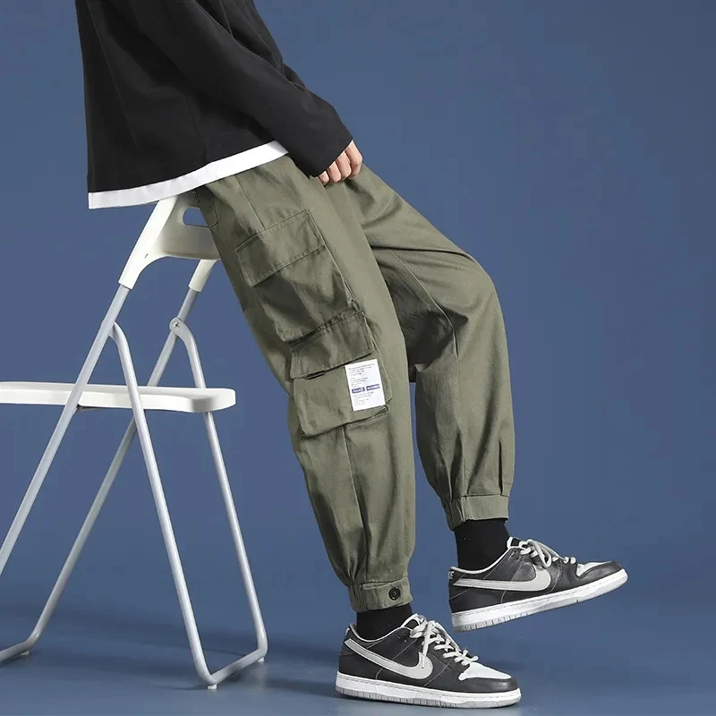 Cargo Pants Men Spring Autumn Korean Casual Pocket Pantalon Homme Streetwear Wild Bundle Feet Sweatpants Hip Hop Trousers