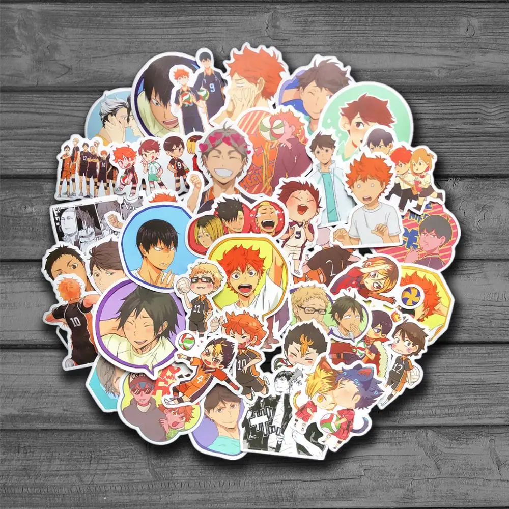 50pcs Haikyuu Japanese Anime Waterproof Cartoon Graffiti Sticker For Laptop Luggage Skateboard Phone Decals DIY Scrapbooking