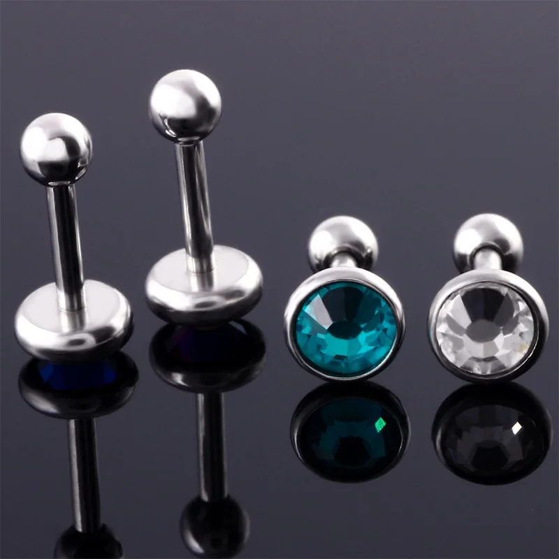 3Pcs/Set Surgical Steel Earring For Women Tragus Cartilage Piercing Barbells Gold Plated CZ Gem Ear Studs Jewelry Mixed Sizes