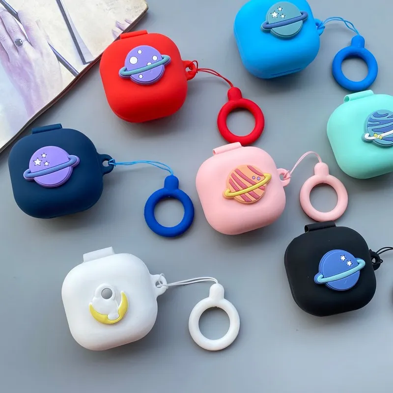 For Samsung Galaxy Buds Live Case Planet Earphone Case for Galaxy Buds Live Cover Non-slip Silicone Protect Case with Ring