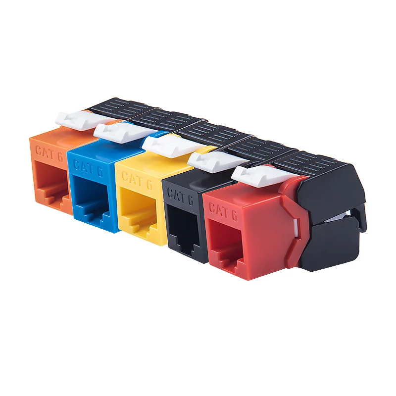 Gigabit Ethernet RJ45 CAT6 Colorful Keystone Jacks Toolless Type Network Modules Tool-free Connection 7 Colors For Optional