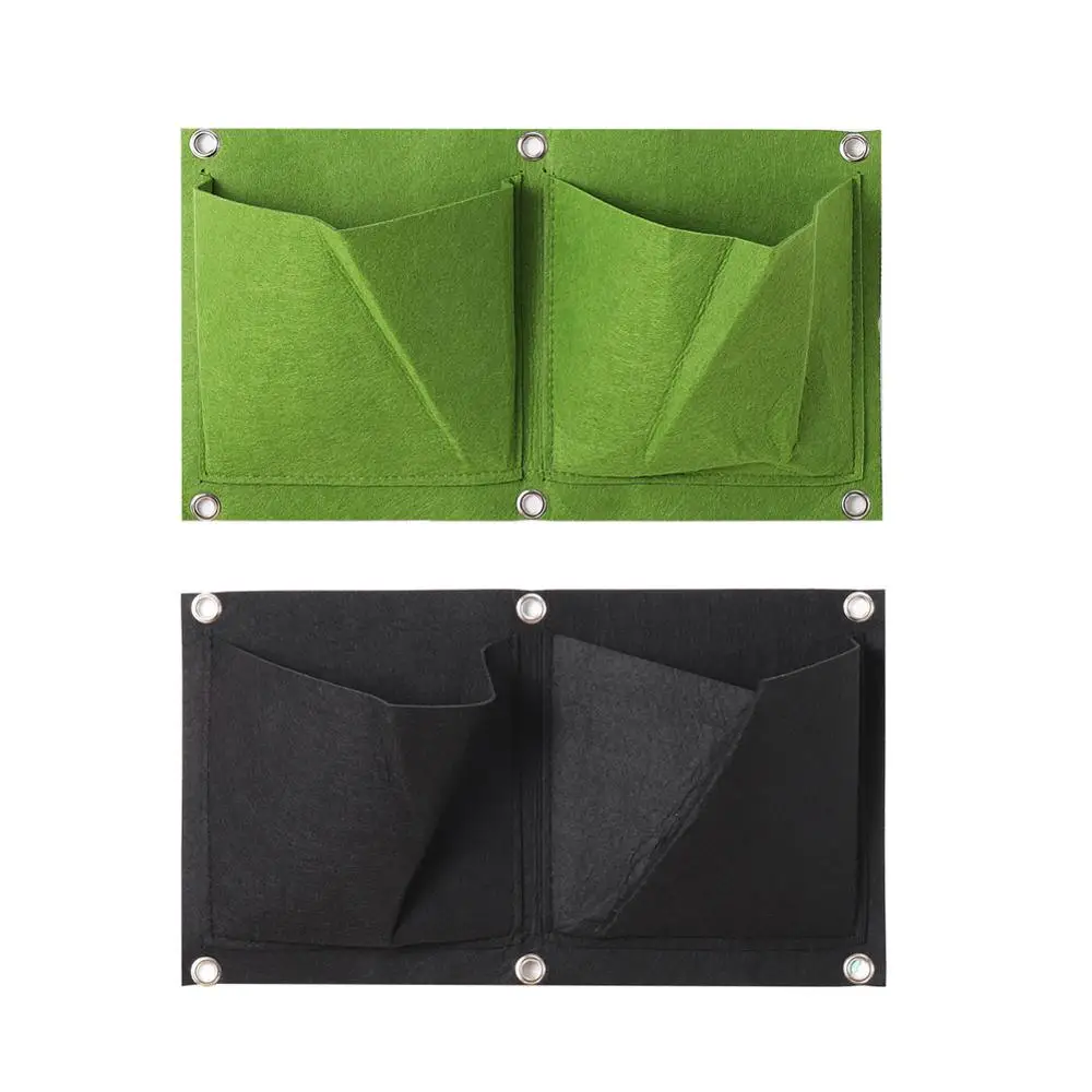 2 Pockets Green/Black Grow Bag Planter Vertical Garden Vegetable Living Garden Bag Home Supplies Wall Hanging Planting Bags 1Pc