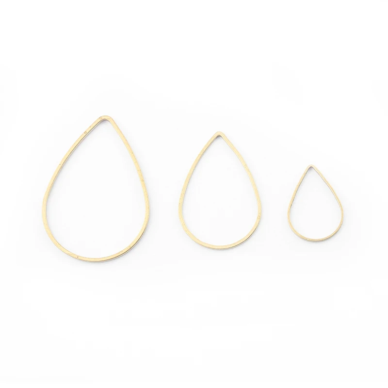 50pcs Raw Brass Hollow Waterdrop Charms Teardrop Frame Pendant For Diy Earring Necklace Jewelry Making Craft Accessories