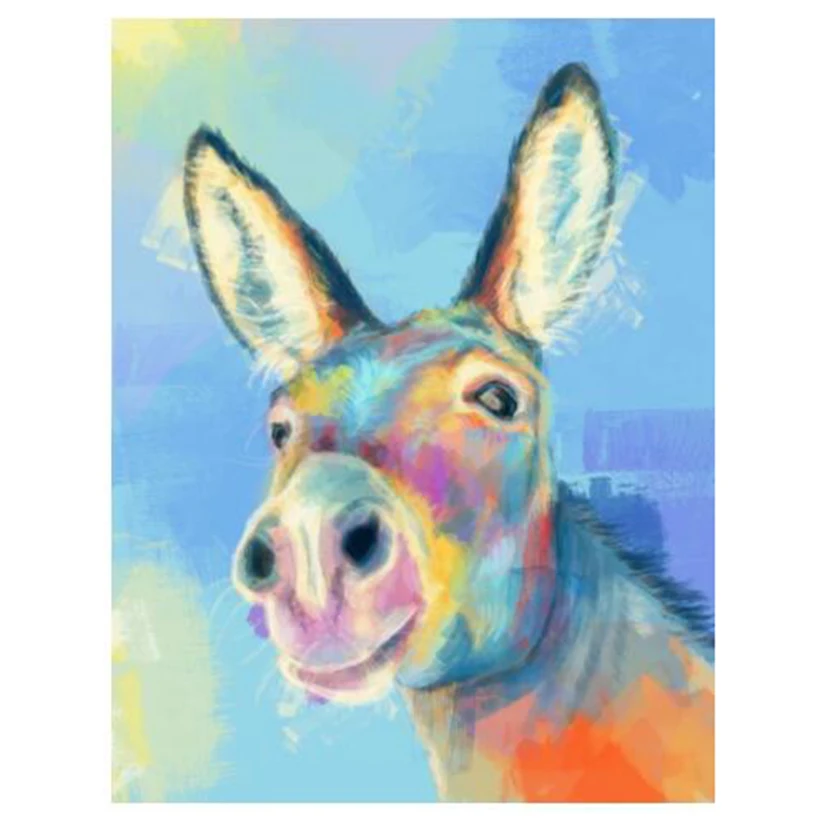 

5D DIY Colorful Donkey Full Diamond Painting Cross Stitch Kits Art Animal 3d Paint By Diamonds Cuadros Decor Gifts DW04