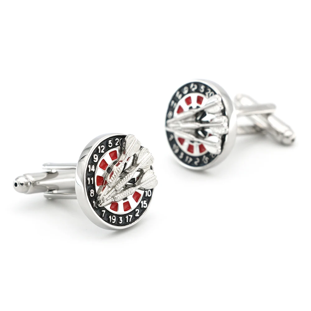 iGame Factory Supply  Dartboard Cufflinks Black Color Darts & Target Design Quality Cuff Links Wholesale & Retail