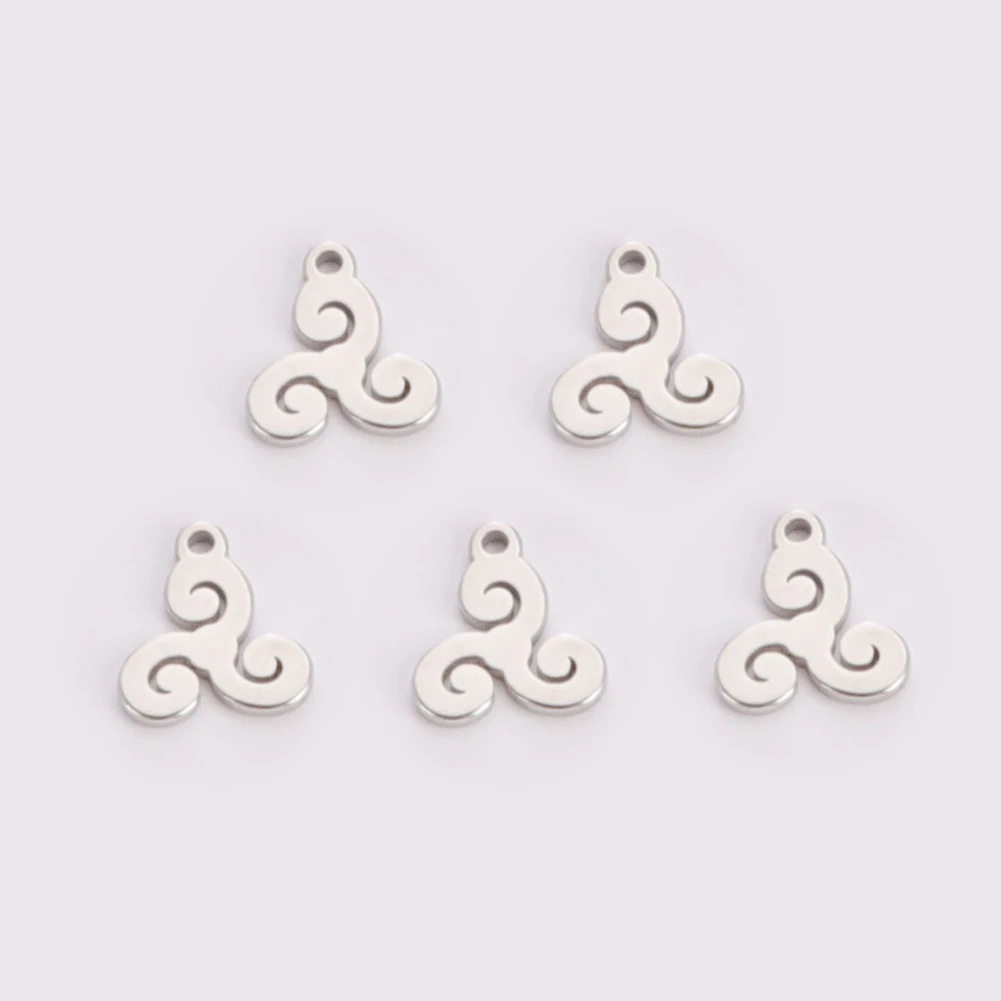 EUEAVAN 10pcs/lot Irish Triskele Charm Stainless Steel Charms for Making Jewelry Celtics Knot Triskelion Pendant DIY Accessorie