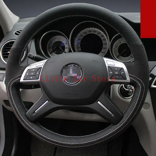 

DIY Stitching Suede Leather Steering Wheel Cover For Benz C200 R Series Interior Accessories