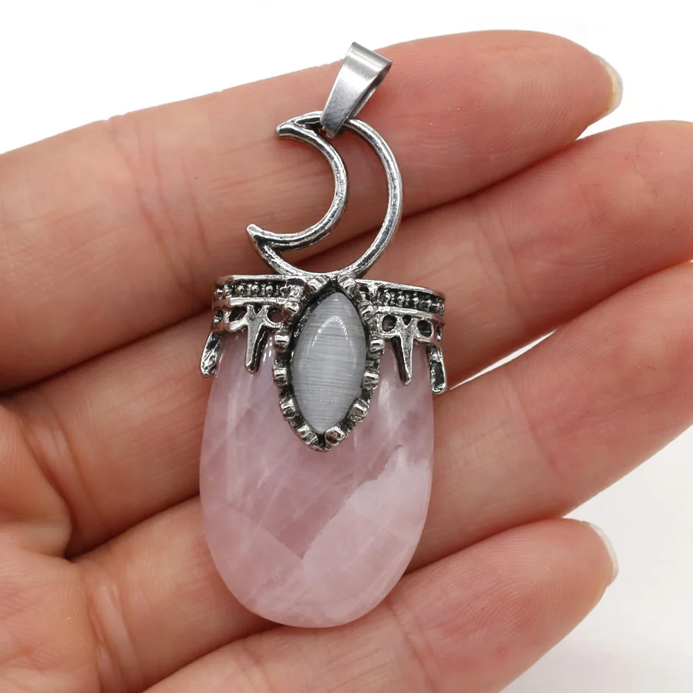 Natural Stone Quartzs Pendants Amethysts Opal Charm for Vintage Jewelry Making Diy Women Necklace Gifts